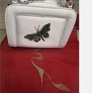 Rene Caovilla White Mini Bag with Butterfly Accent brand new